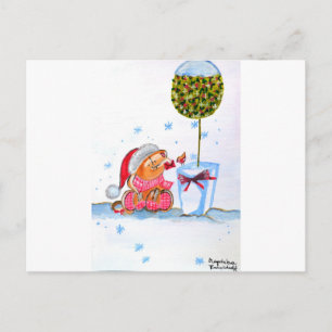 Christmas Elephant Holiday Postcard