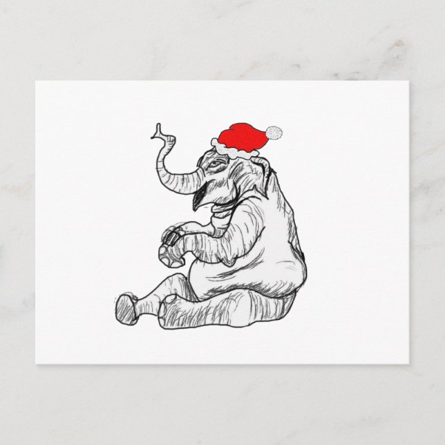 Christmas Elephant Holiday Postcard (Front)