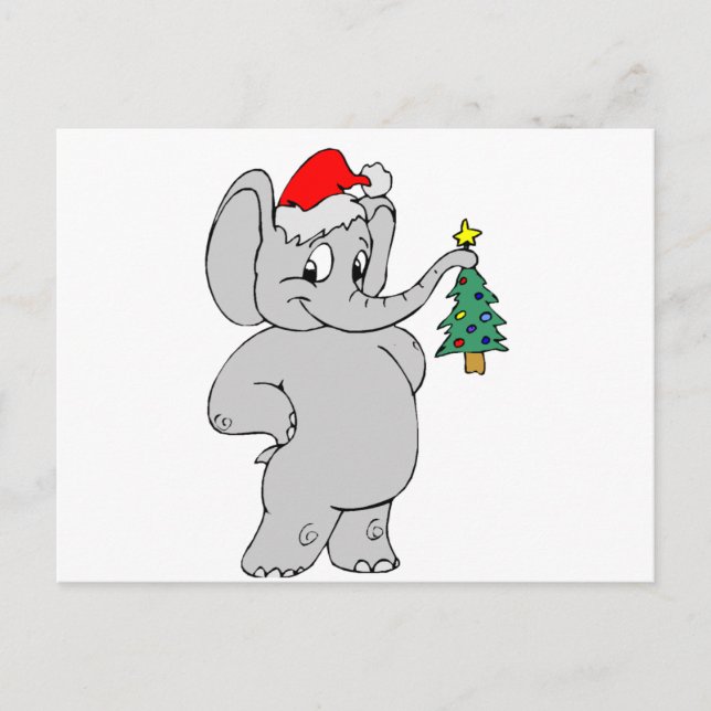 Christmas Elephant Holiday Postcard (Front)