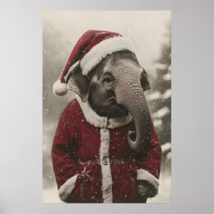 Christmas Elephant Print, Holiday Animal Wall Art
