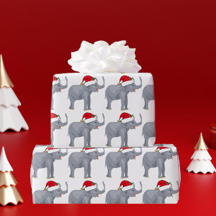 Christmas Elephant Santa Cute Wrapping Paper