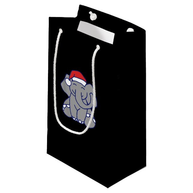 Christmas elephant small gift bag (Front Angled)