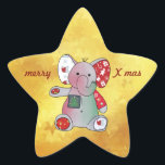 Christmas elephant star sticker<br><div class="desc">elephant</div>