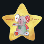 Christmas elephant star sticker<br><div class="desc">elephant</div>