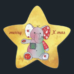Christmas elephant star sticker<br><div class="desc">elephant</div>