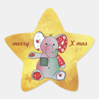 Christmas elephant star sticker