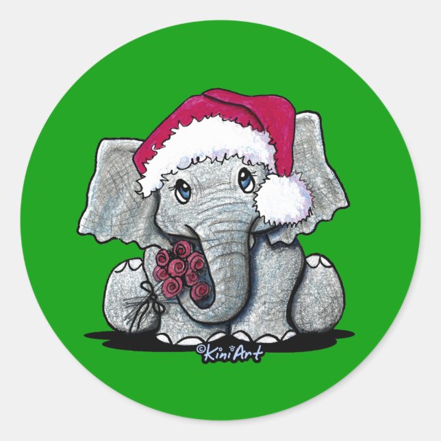 Christmas Elephant Stickers (Front)