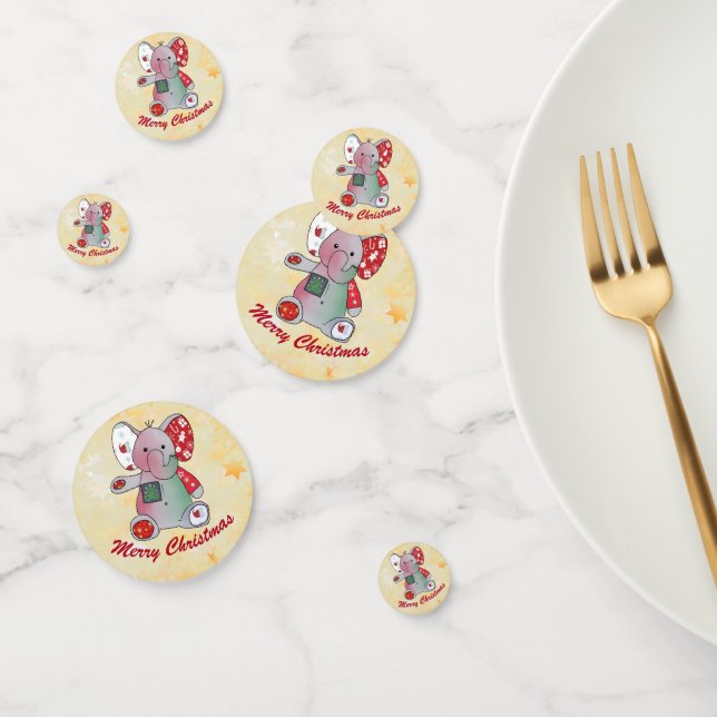 Christmas elephant with gold confetti (Group)