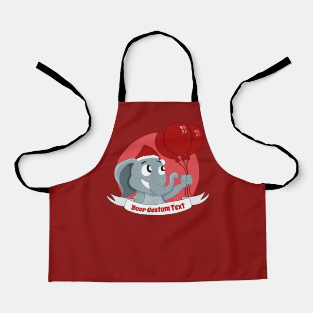 Christmas elephant with red balloons apron (Front)