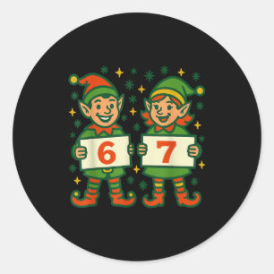 Christmas Elf 6 7 Meme Funny Holiday Elves Gen Alp Classic Round Sticker