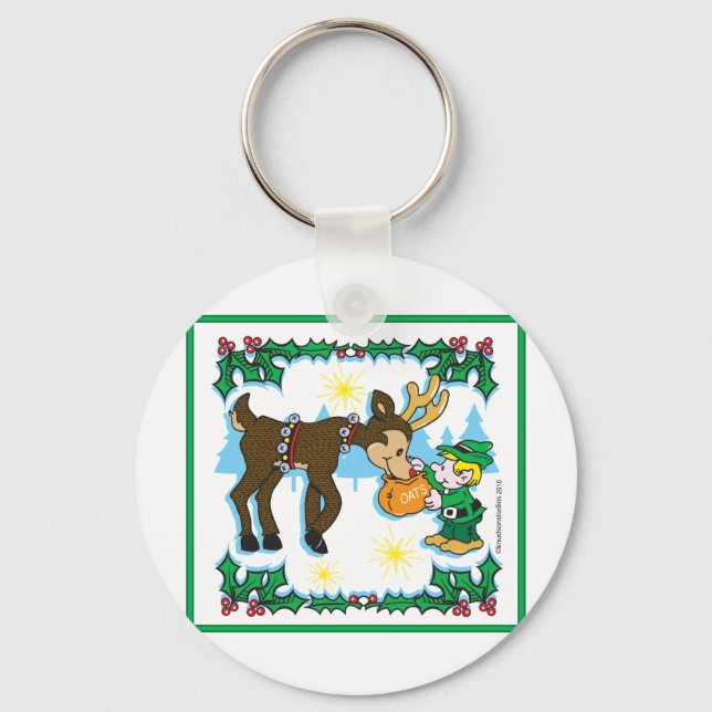 Christmas Elf and Reindeer Keychain (Front)