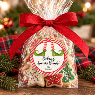 Christmas Elf Baking Spirits Bright Classic Round Sticker