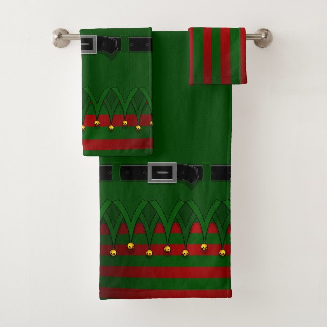 Christmas Elf Bath Towel Sets Holiday Elf Towels (Insitu)
