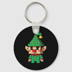 Christmas Elf Block Building Builder Brick Master  Keychain