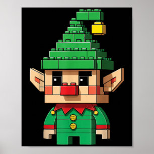 Christmas Elf Block Building Builder Brick Master Poster