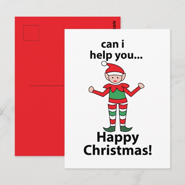 Christmas Elf Can I Help You Happy Christmas Elf Postcard (Front/Back)