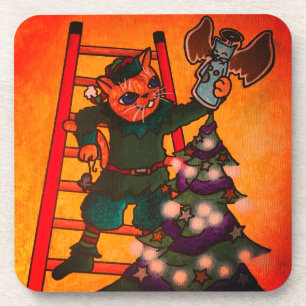 Christmas Elf Cat Coaster
