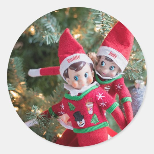 Christmas Elf Classic Round Sticker