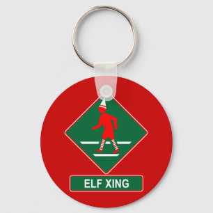 Christmas Elf Crossing Keychain