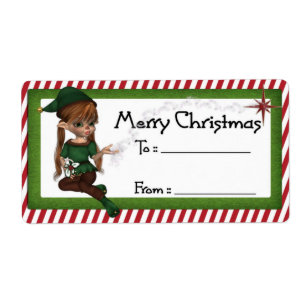 Christmas Elf D5 :: Fantasy Christmas Gift Label