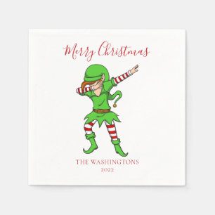 Christmas Elf Dab Dancing Family Holiday Paper Napkin