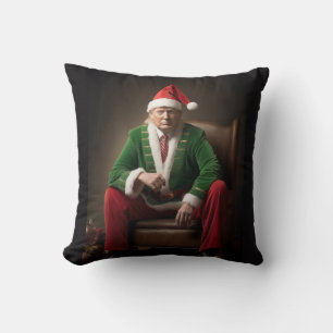 Christmas Elf Donald Trump Throw Pillow