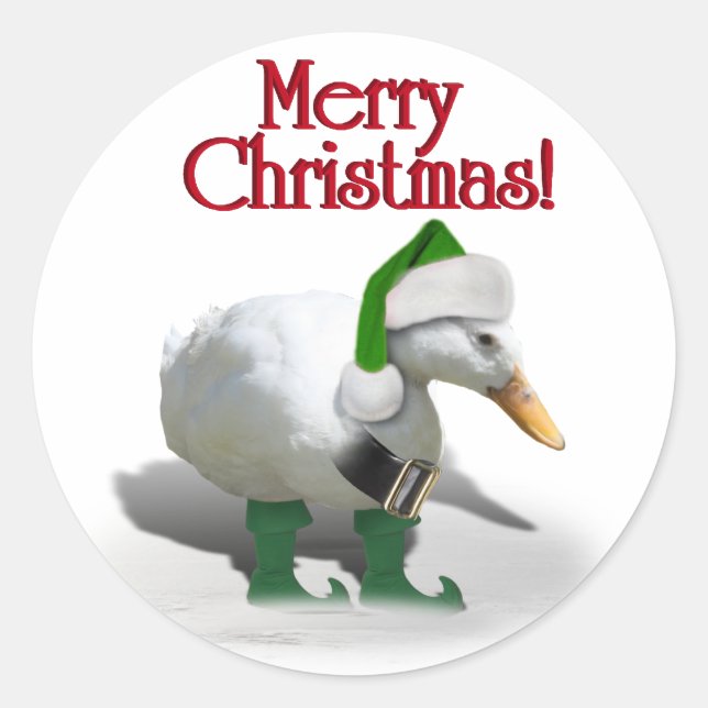 Christmas Elf Duck - Santa's Helper Classic Round Sticker (Front)