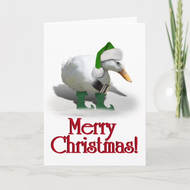 Christmas Elf Duck - Santa's Helper Holiday Card (Front)