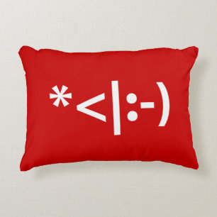 Christmas Elf Emoticon Xmas ASCII Text Art Accent Pillow
