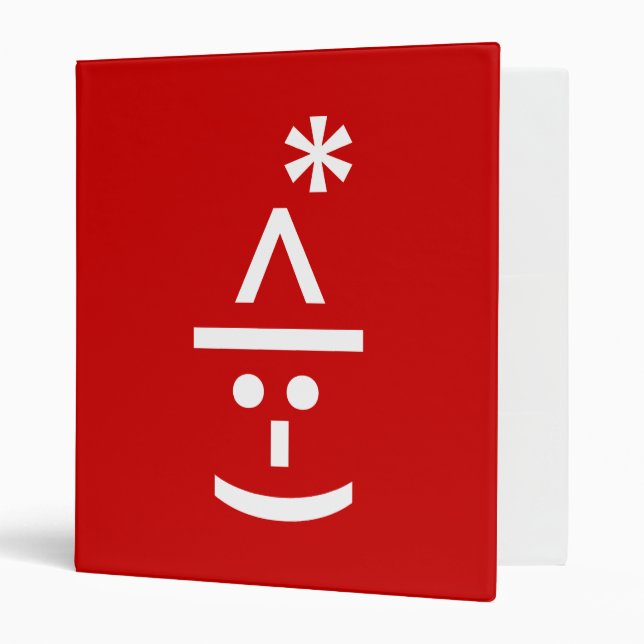 Christmas Elf Emoticon Xmas ASCII Text Art Binder (Front/Inside)