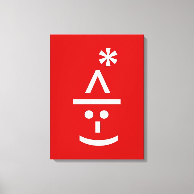 Christmas Elf Emoticon Xmas ASCII Text Art Canvas Print (Front)