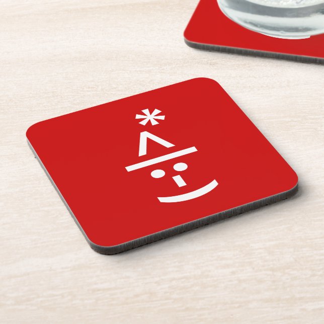 Christmas Elf Emoticon Xmas ASCII Text Art Coaster (Left Side)
