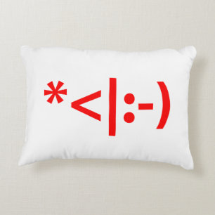 Christmas Elf Emoticon Xmas ASCII Text Art Decorative Pillow