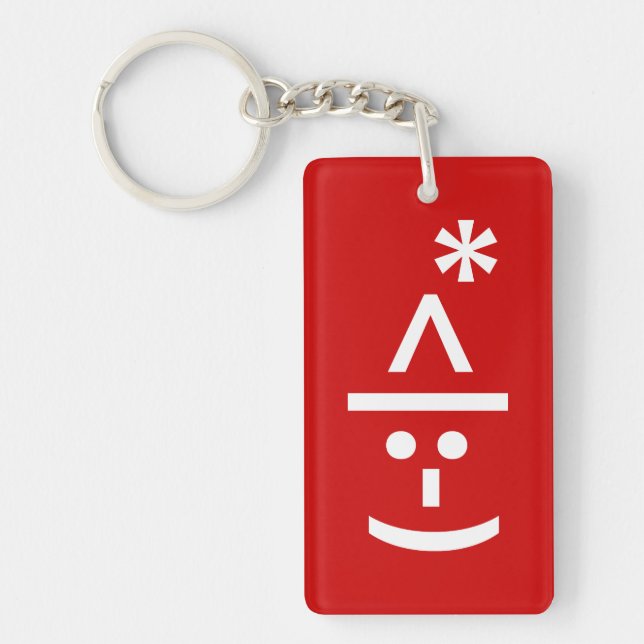 Christmas Elf Emoticon Xmas ASCII Text Art Keychain (Front)