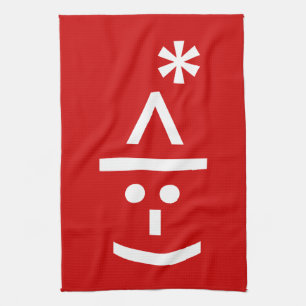 Christmas Elf Emoticon Xmas ASCII Text Art Kitchen Towel