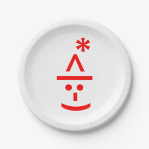 Christmas Elf Emoticon Xmas ASCII Text Art Paper Plate