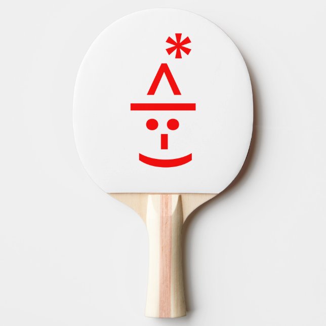 Christmas Elf Emoticon Xmas ASCII Text Art Ping Pong Paddle (Front)