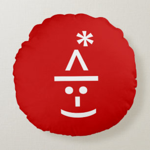 Christmas Elf Emoticon Xmas ASCII Text Art Round Pillow