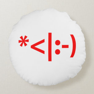 Christmas Elf Emoticon Xmas ASCII Text Art Round Pillow