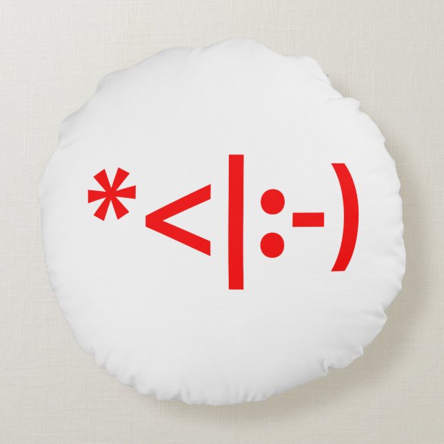 Christmas Elf Emoticon Xmas ASCII Text Art Round Pillow (Back)