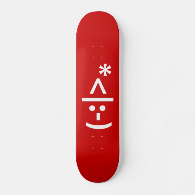 Christmas Elf Emoticon Xmas ASCII Text Art Skateboard (Front)