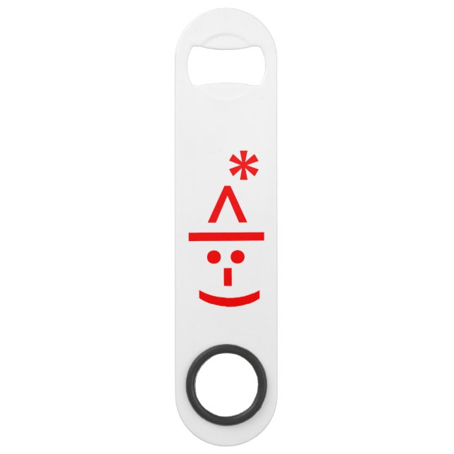 Christmas Elf Emoticon Xmas ASCII Text Art Speed Bottle Opener (Back)