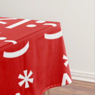 Christmas Elf Emoticon Xmas ASCII Text Art Tablecloth