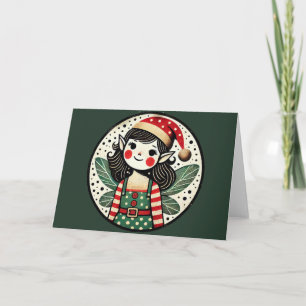Christmas Elf Fairy Girl                           Card