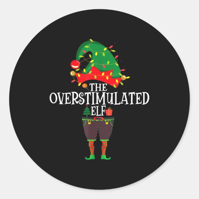 Christmas Elf Family Matching Group The Elf Overst Classic Round Sticker (Front)