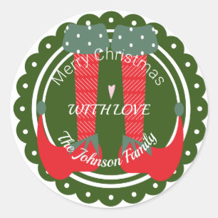 Christmas Elf Feet Heels Festive Holiday Classic Round Sticker