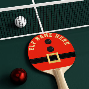Christmas Elf Festive Red Holiday Custom Ping Pong Paddle
