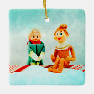 Christmas Elf First Date Ceramic Ornament