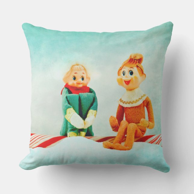 Christmas Elf First Date Throw Pillow (Front)