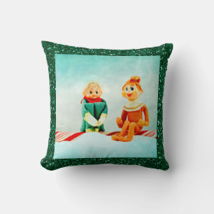 Christmas Elf First Date with Glitter Frame Throw Pillow